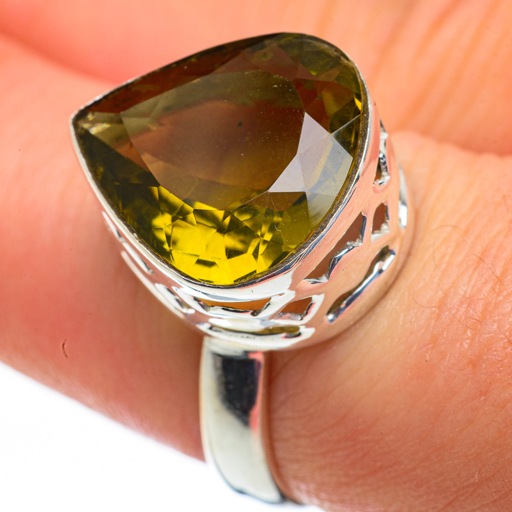 Olive Quartz Rings handcrafted by Anasilvercos - RING60256