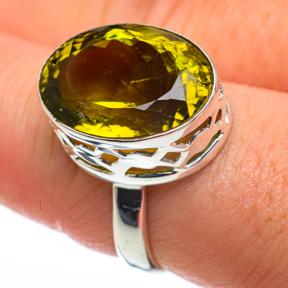 Olive Quartz Rings handcrafted by Anasilvercos - RING60257