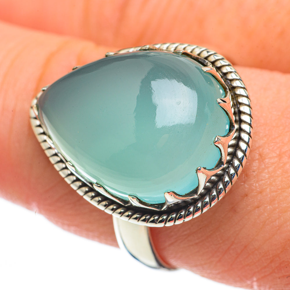 Aqua Chalcedony Rings handcrafted by Anasilvercos - RING60263