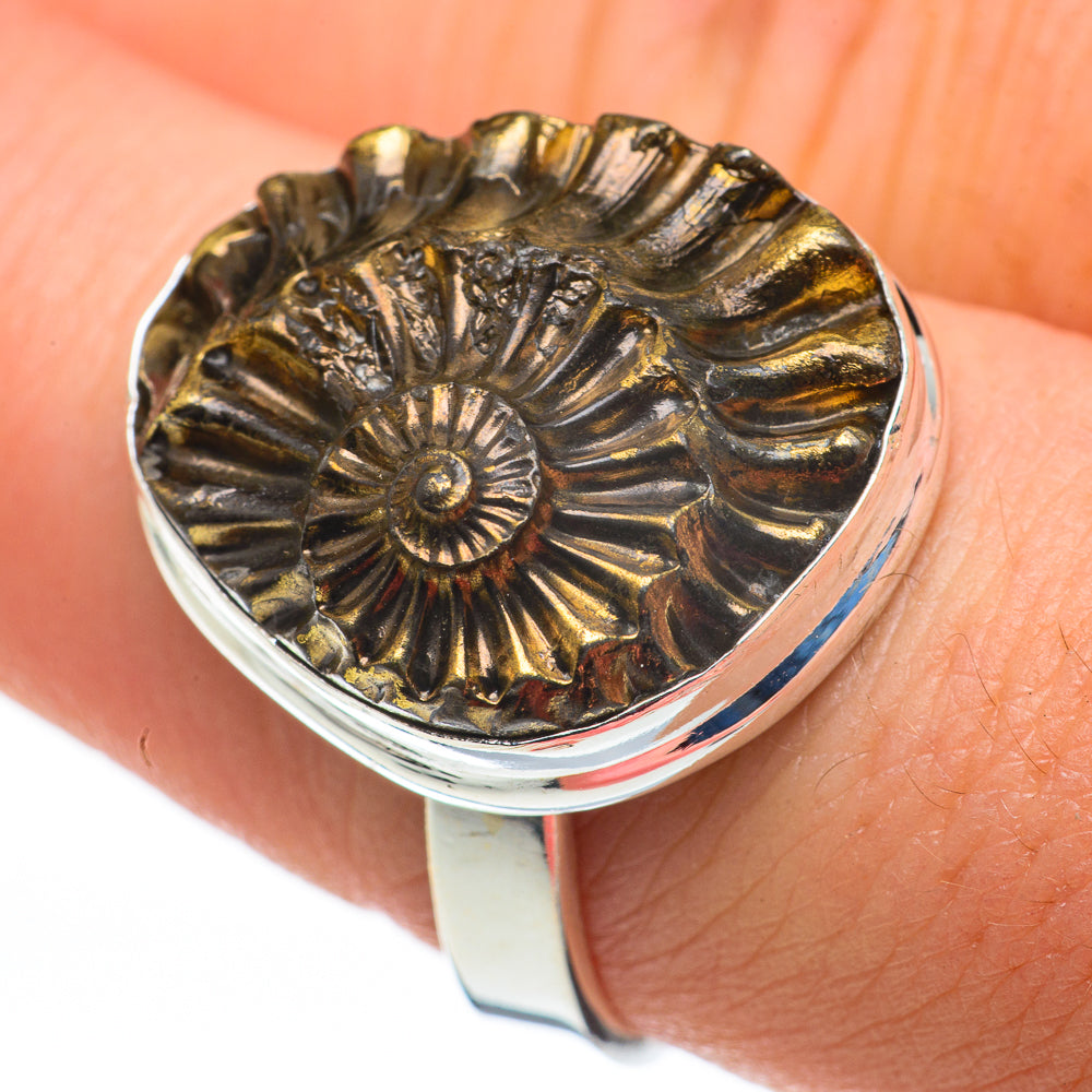 Pyrite Fossil Rings handcrafted by Anasilvercos - RING60286