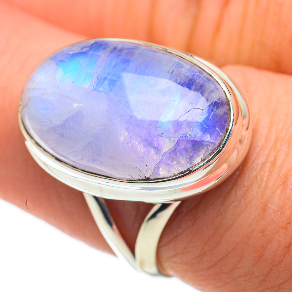 Rainbow Moonstone Rings handcrafted by Anasilvercos - RING60354