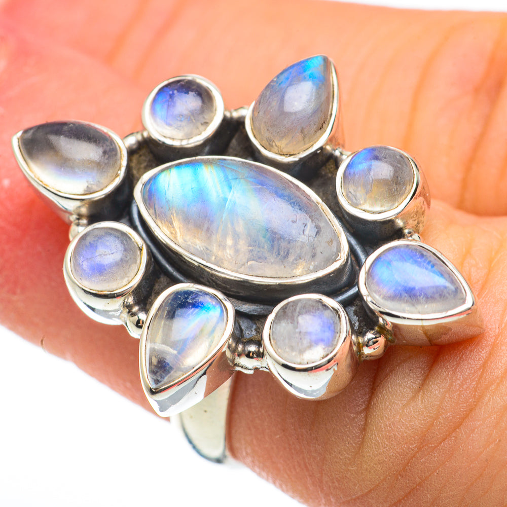 Rainbow Moonstone Rings handcrafted by Anasilvercos - RING60408