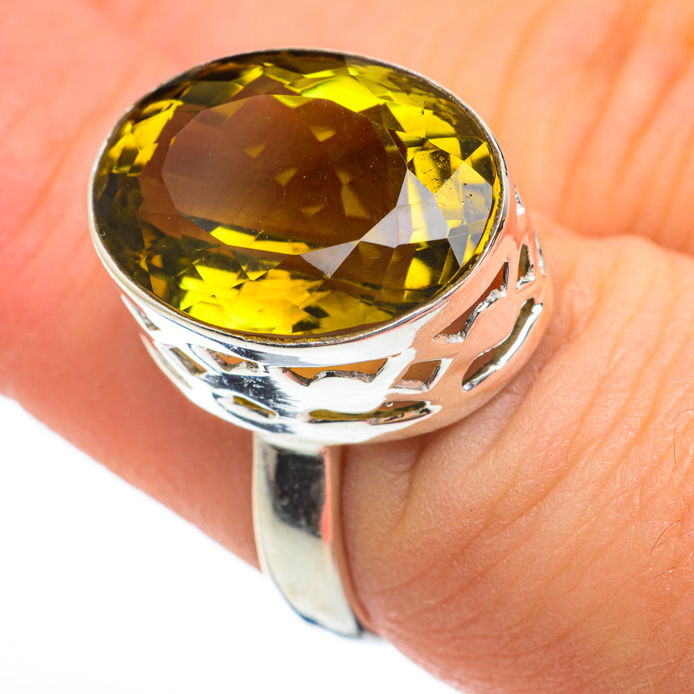 Olive Quartz Rings handcrafted by Anasilvercos - RING60414