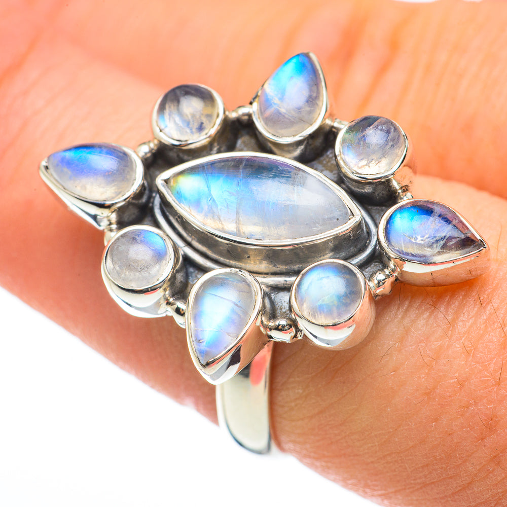 Rainbow Moonstone Rings handcrafted by Anasilvercos - RING60437