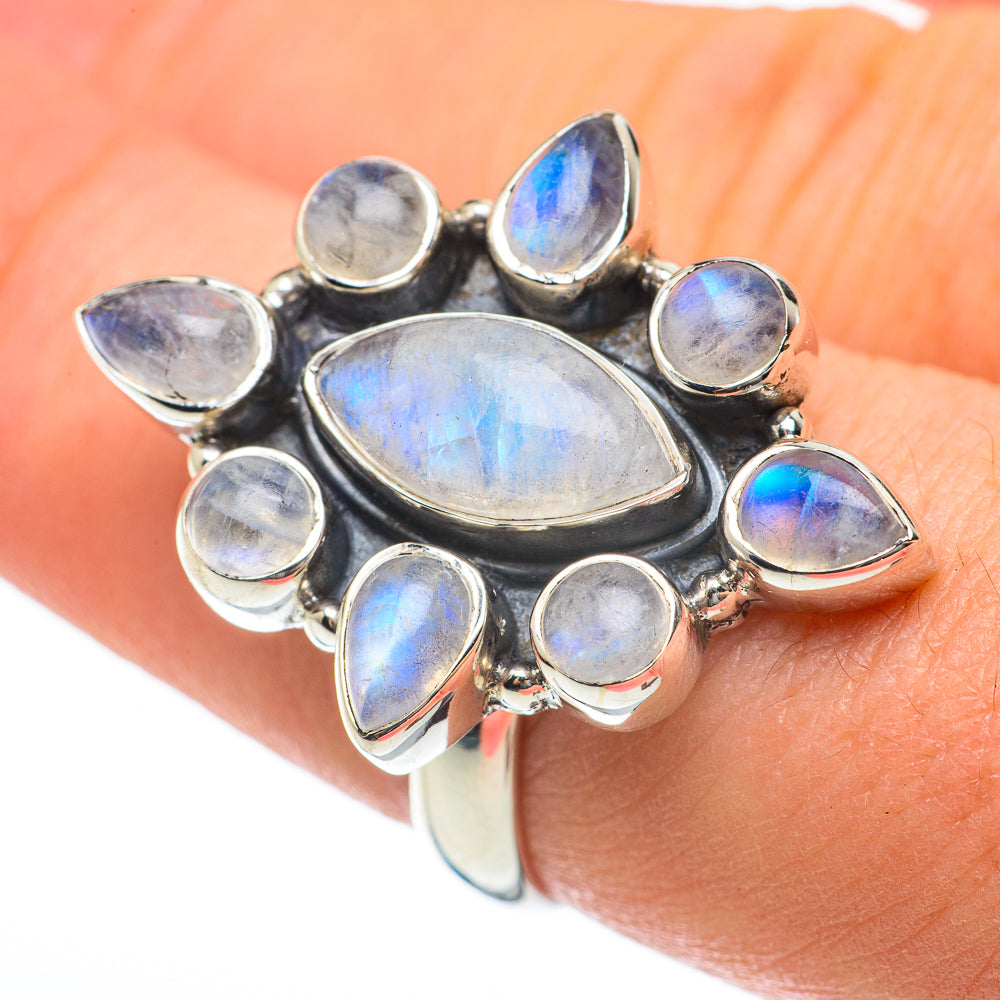 Rainbow Moonstone Rings handcrafted by Anasilvercos - RING60464