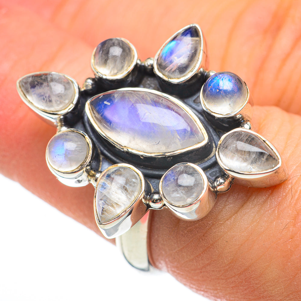 Rainbow Moonstone Rings handcrafted by Anasilvercos - RING60489