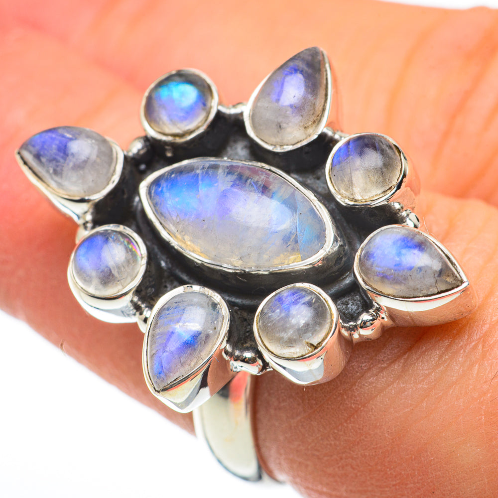 Rainbow Moonstone Rings handcrafted by Anasilvercos - RING60534