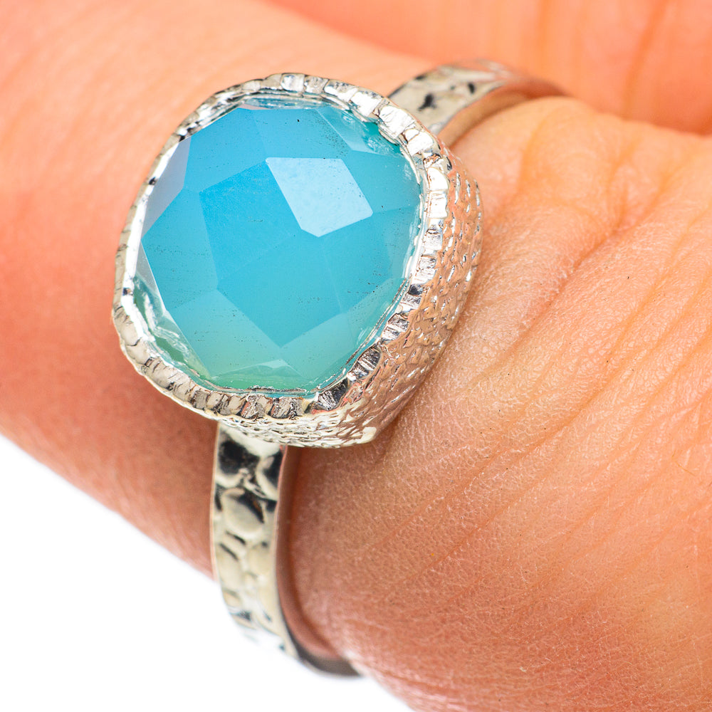 Aqua Chalcedony Rings handcrafted by Anasilvercos - RING60542