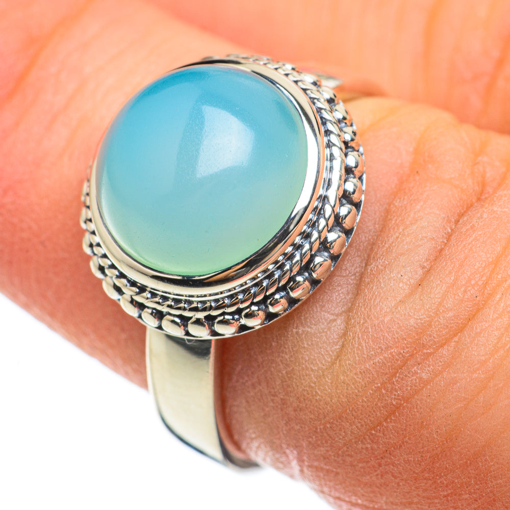 Aqua Chalcedony Rings handcrafted by Anasilvercos - RING60567