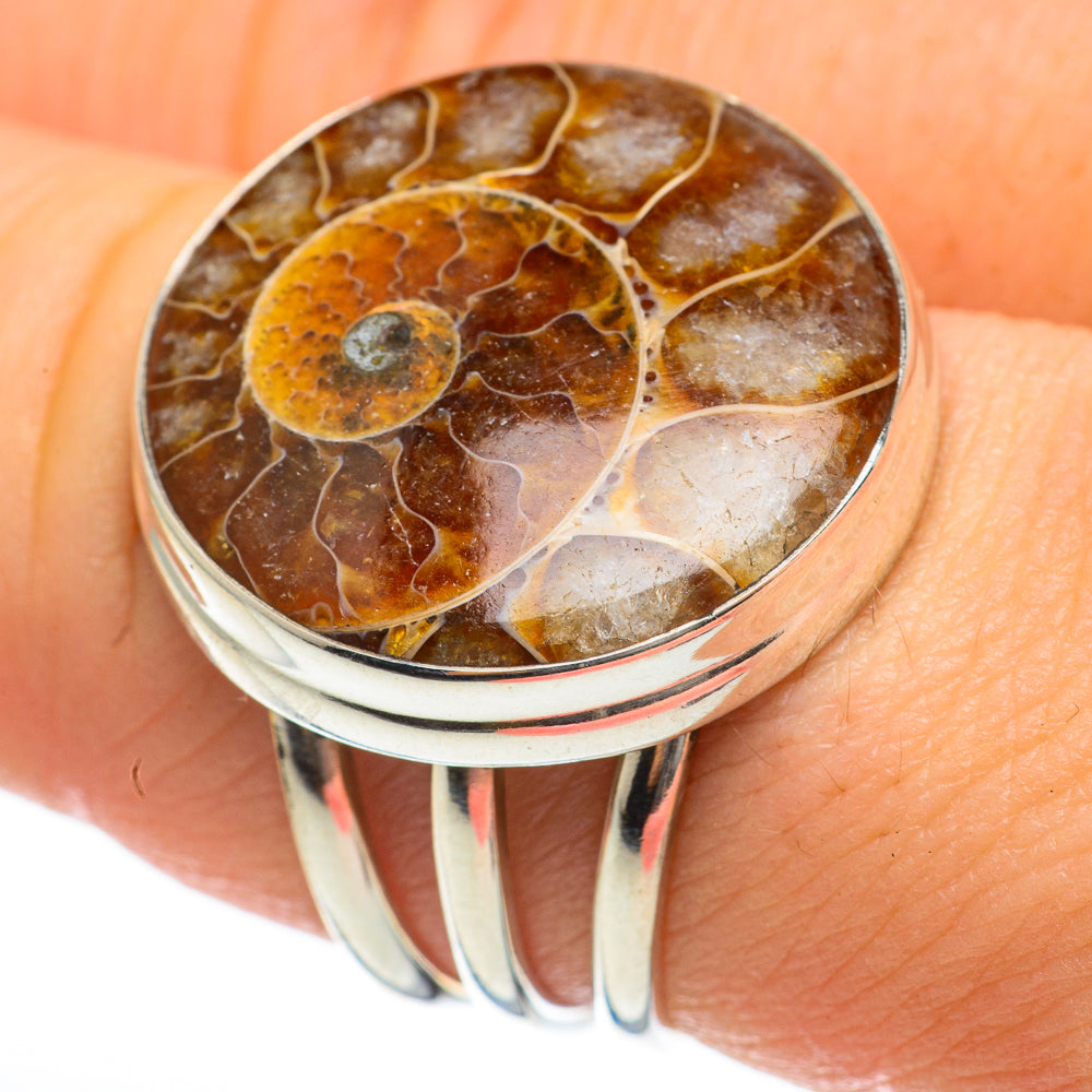 Ammonite Fossil Rings handcrafted by Anasilvercos - RING60695