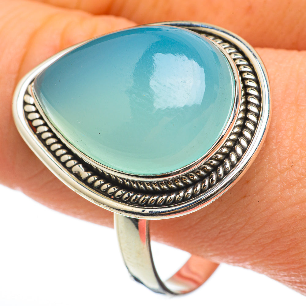 Aqua Chalcedony Rings handcrafted by Anasilvercos - RING60712
