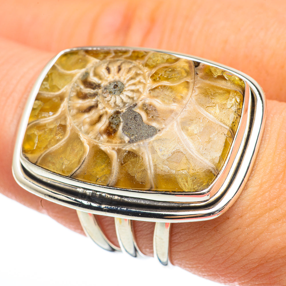 Ammonite Fossil Rings handcrafted by Anasilvercos - RING60720
