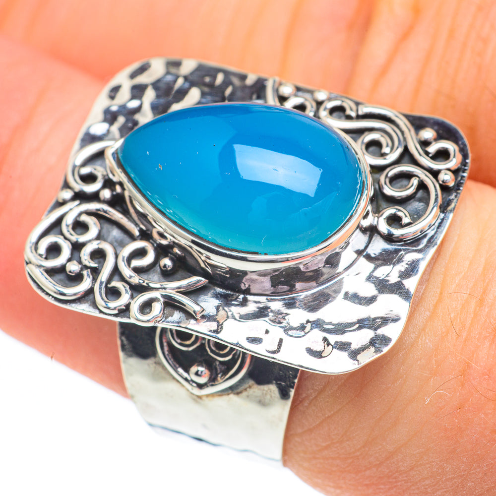 Aqua Chalcedony Rings handcrafted by Anasilvercos - RING60753