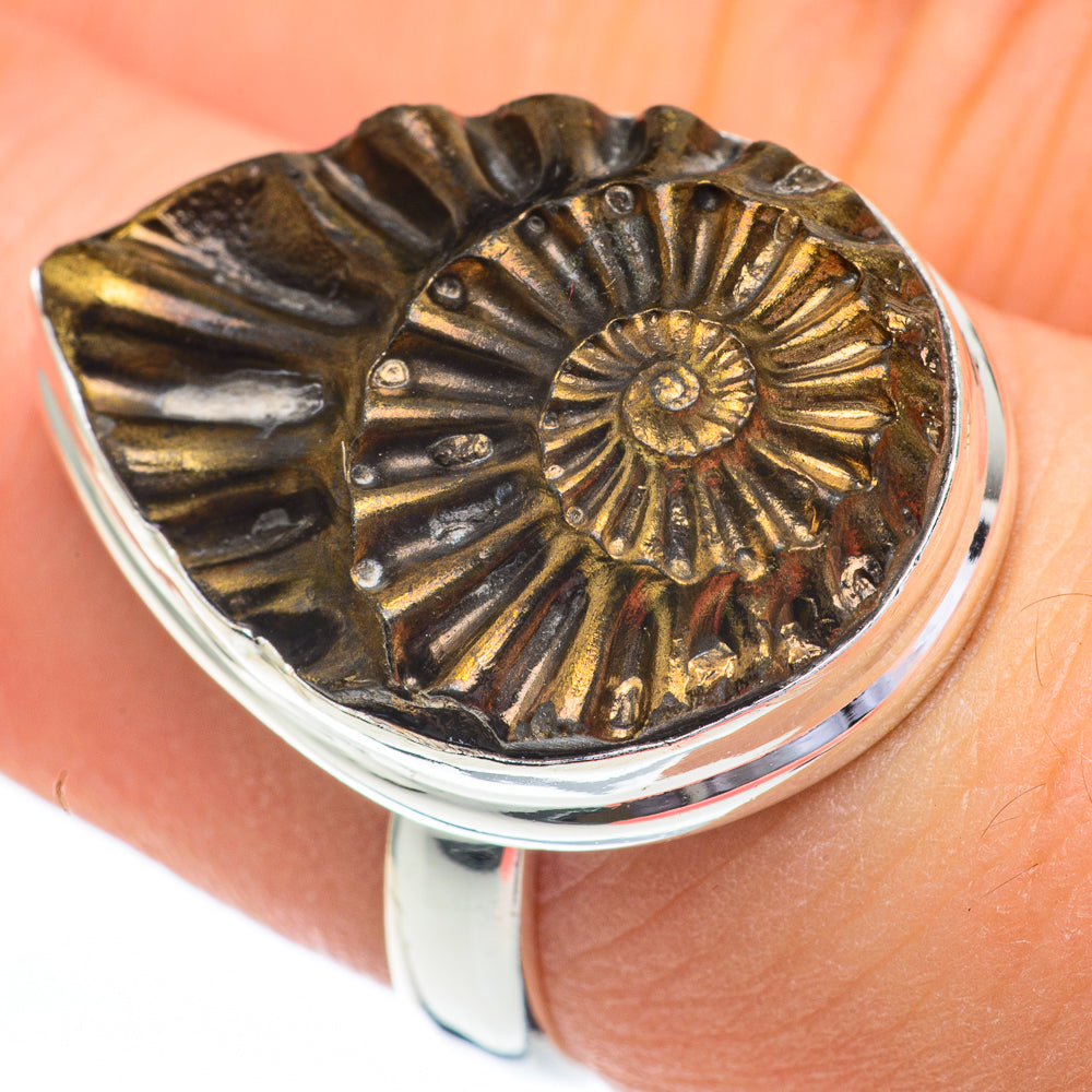Pyrite Fossil Rings handcrafted by Anasilvercos - RING60807