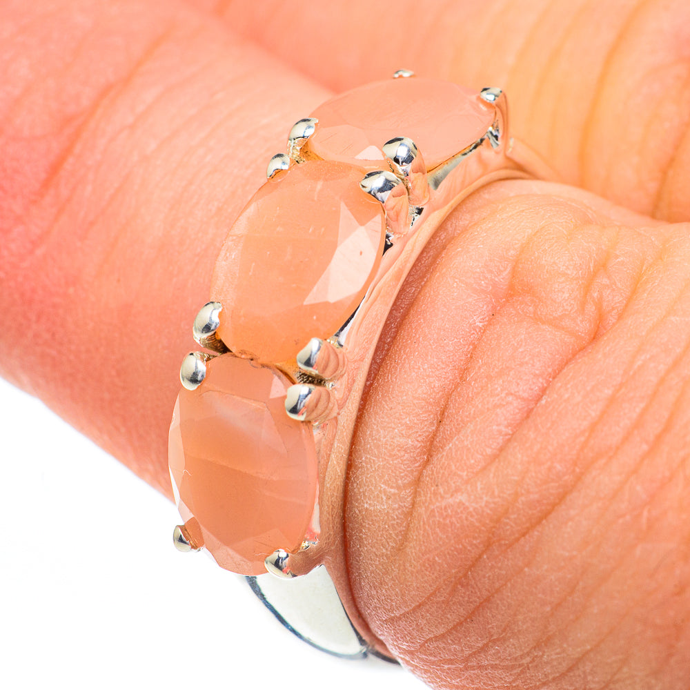 Peach Moonstone Rings handcrafted by Anasilvercos - RING60851