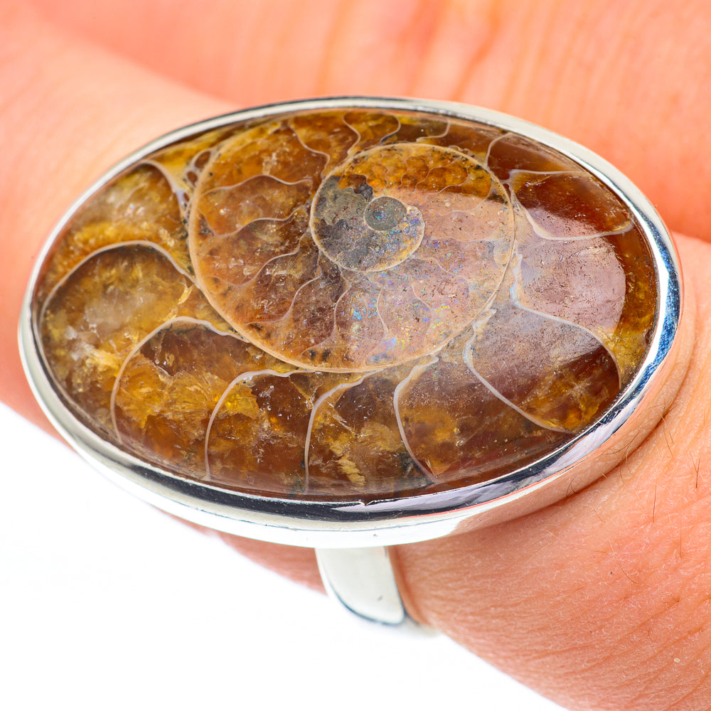 Ammonite Fossil Rings handcrafted by Anasilvercos - RING60995