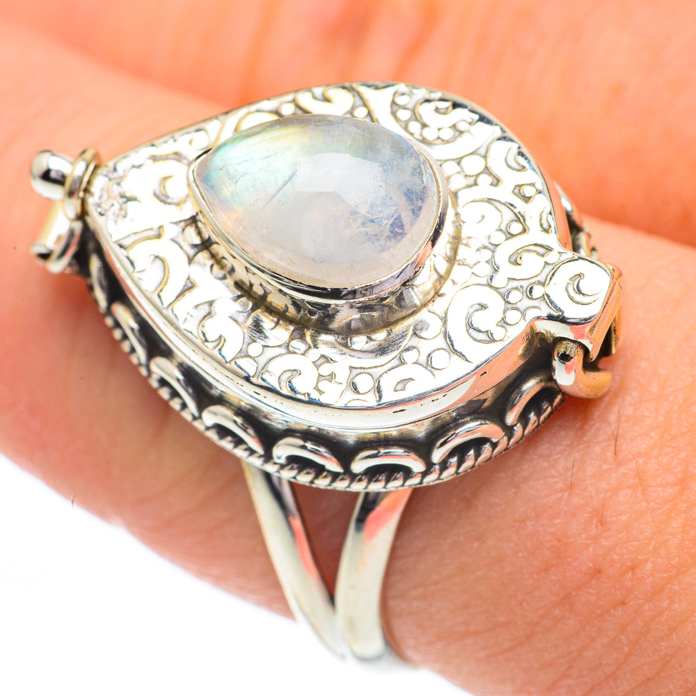 Rainbow Moonstone Rings handcrafted by Anasilvercos - RING61078