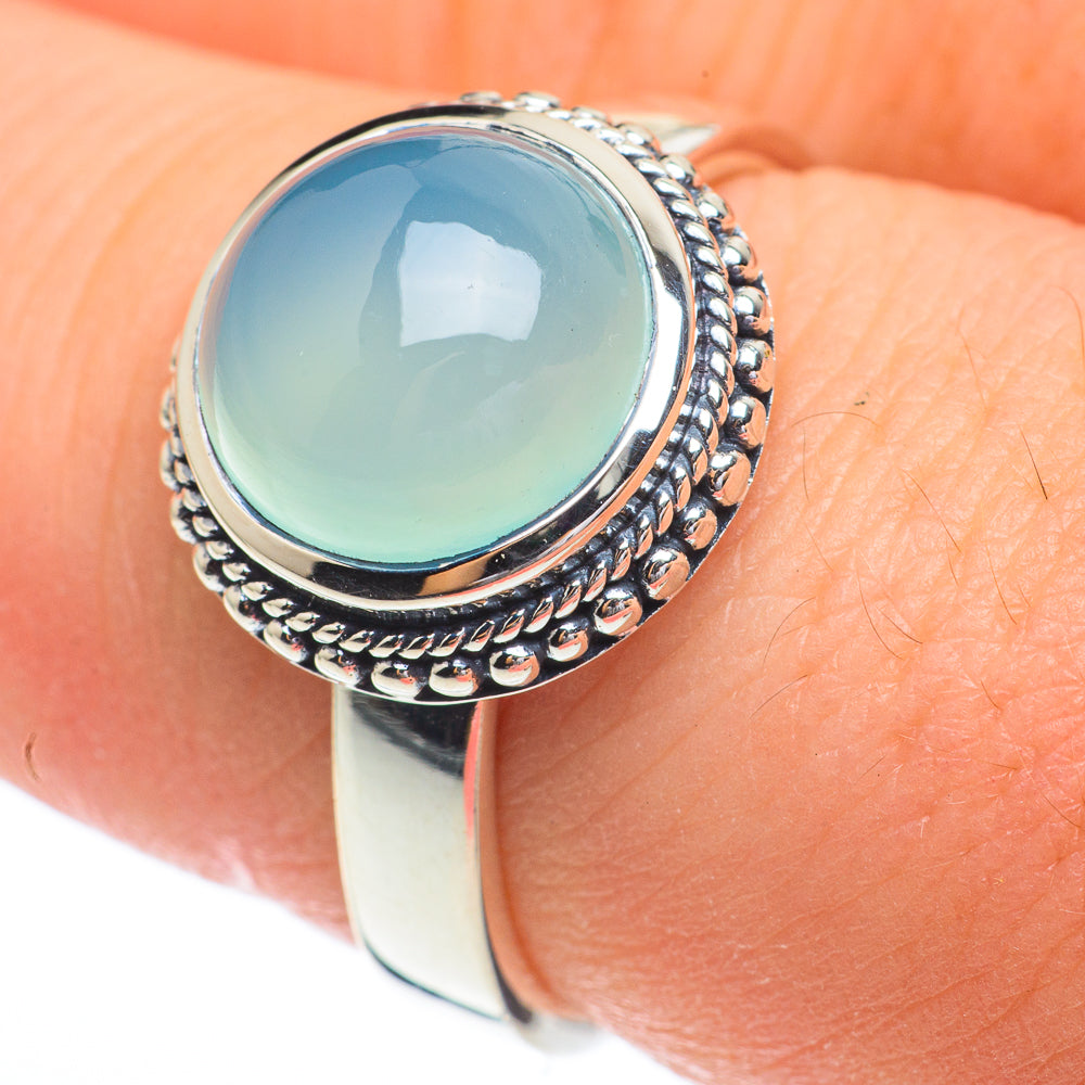 Aqua Chalcedony Rings handcrafted by Anasilvercos - RING61201
