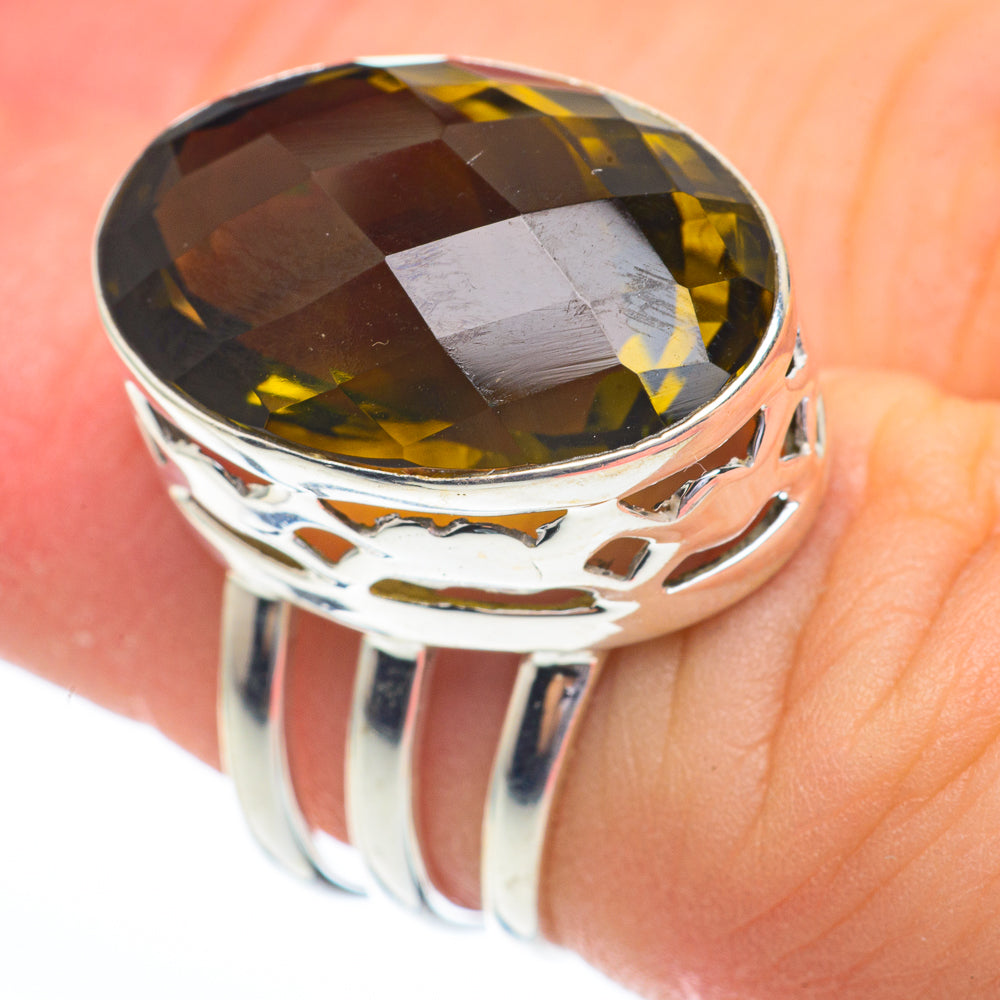 Olive Quartz Rings handcrafted by Anasilvercos - RING61204