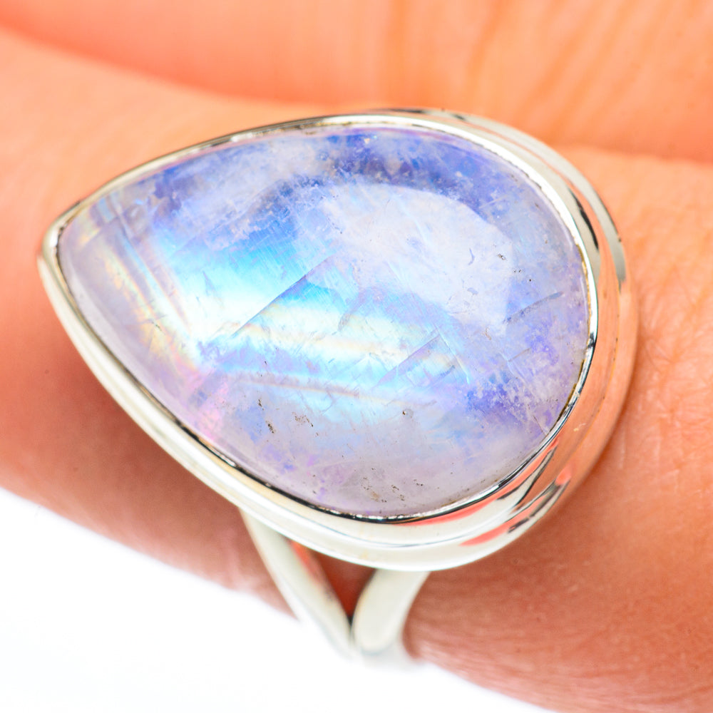 Rainbow Moonstone Rings handcrafted by Anasilvercos - RING61332