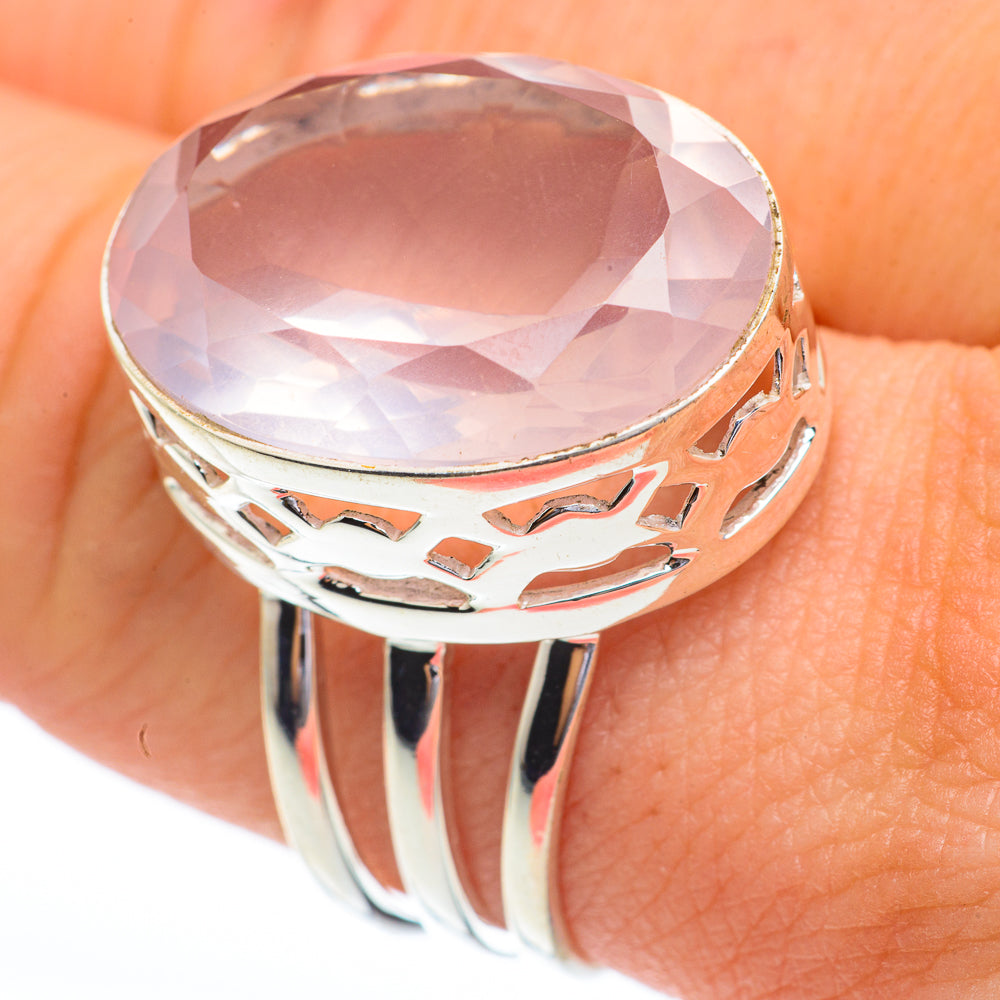 Rose Quartz Rings handcrafted by Anasilvercos - RING61435