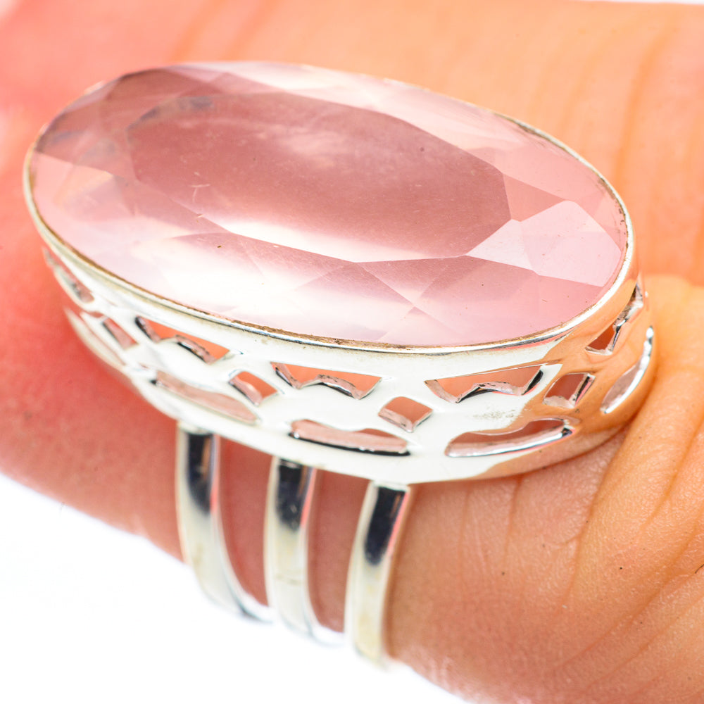 Rose Quartz Rings handcrafted by Anasilvercos - RING61529
