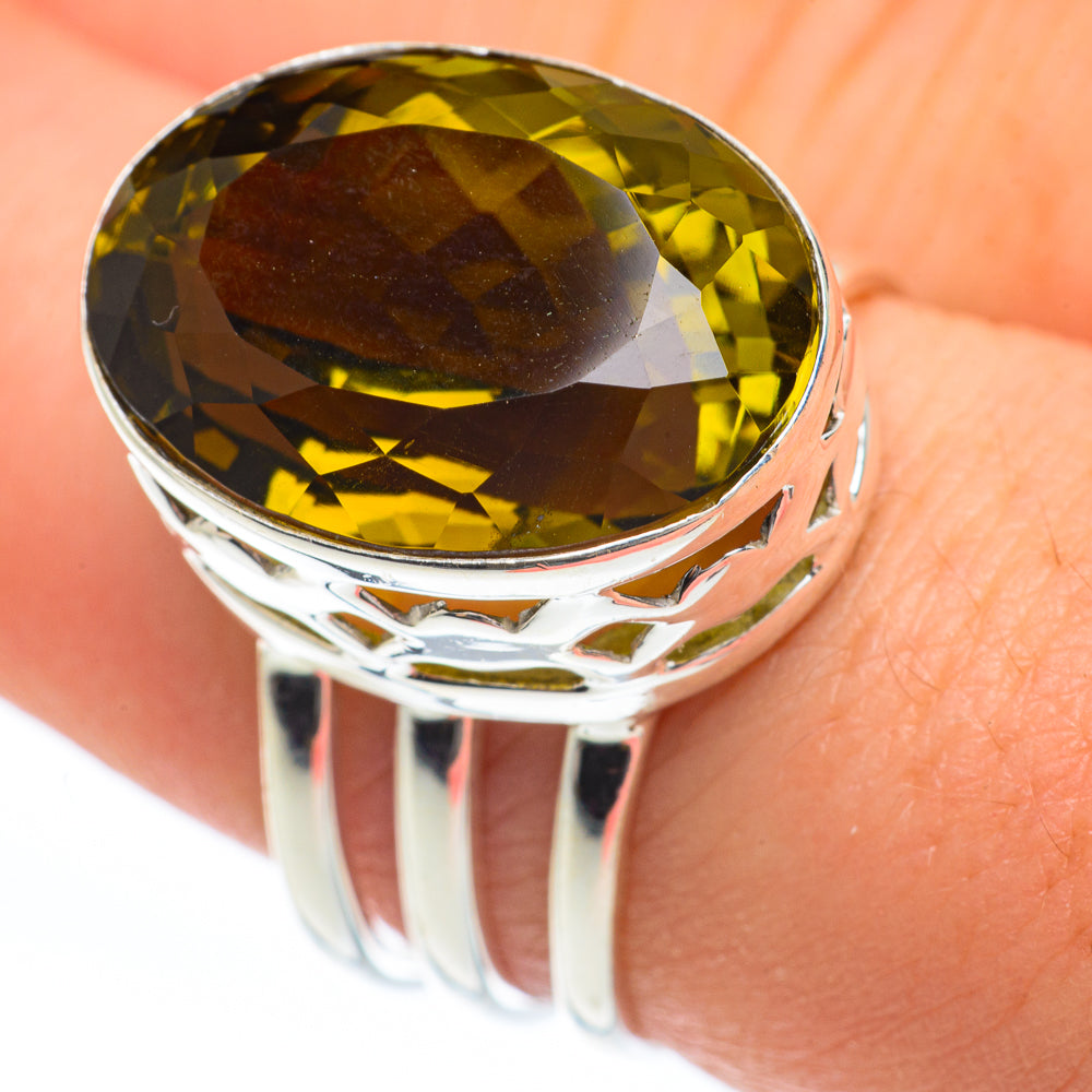 Olive Quartz Rings handcrafted by Anasilvercos - RING61582