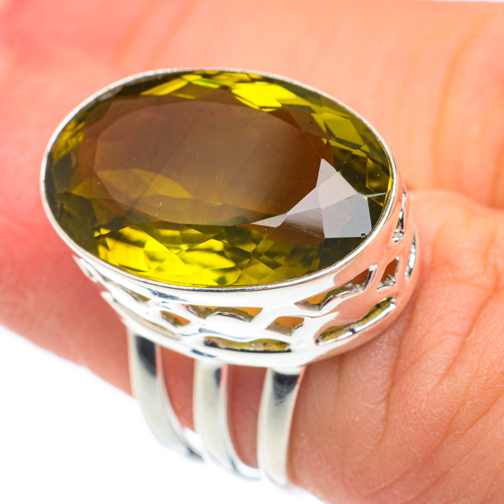 Olive Quartz Rings handcrafted by Anasilvercos - RING61605
