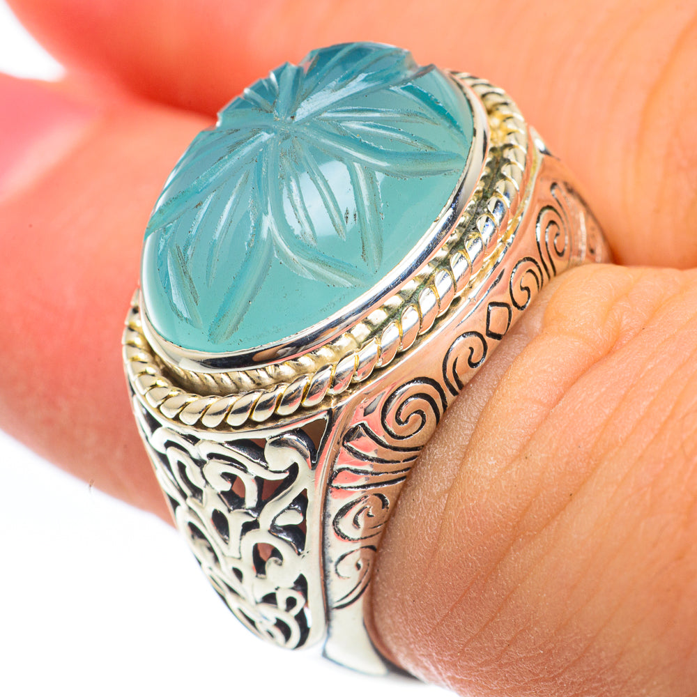 Aqua Chalcedony Rings handcrafted by Anasilvercos - RING61633