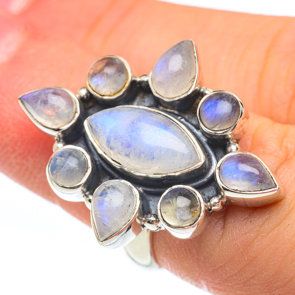 Rainbow Moonstone Rings handcrafted by Anasilvercos - RING61674
