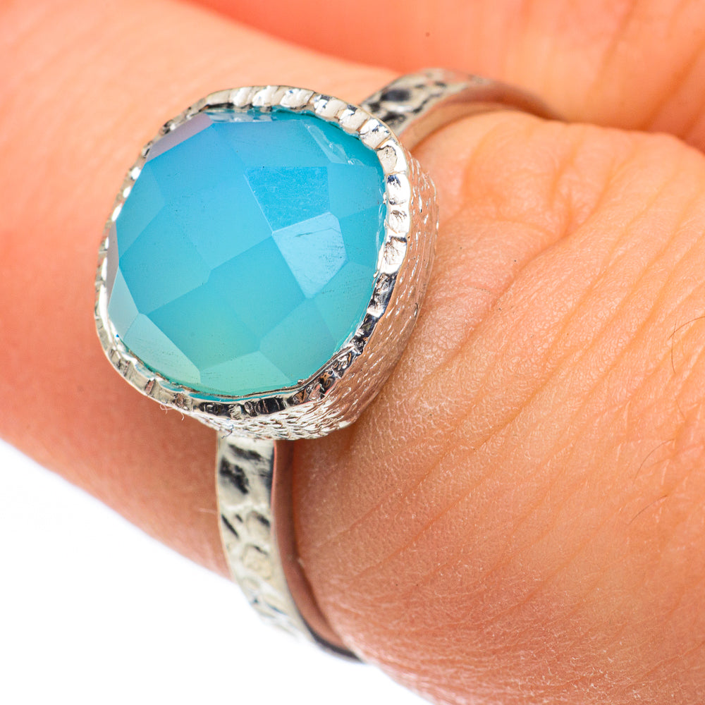 Aqua Chalcedony Rings handcrafted by Anasilvercos - RING61727