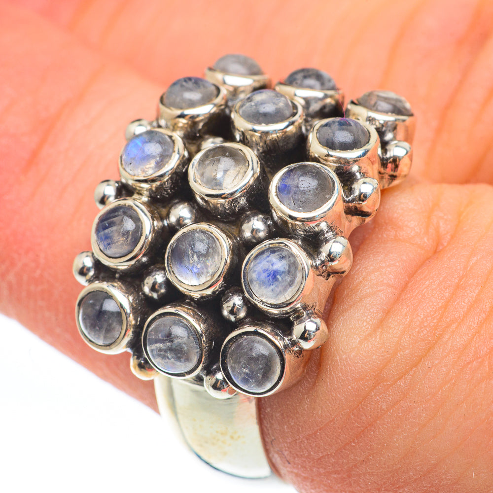 Rainbow Moonstone Rings handcrafted by Anasilvercos - RING61809