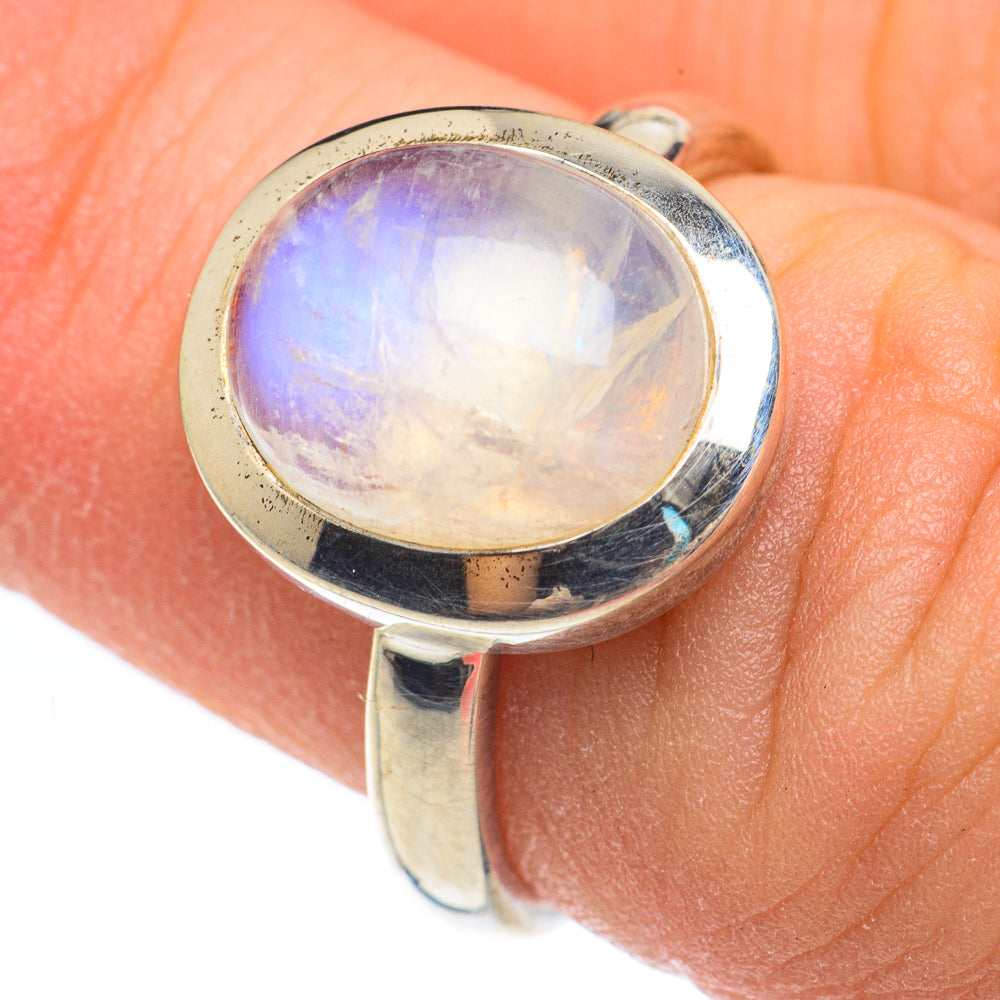 Rainbow Moonstone Rings handcrafted by Anasilvercos - RING61826