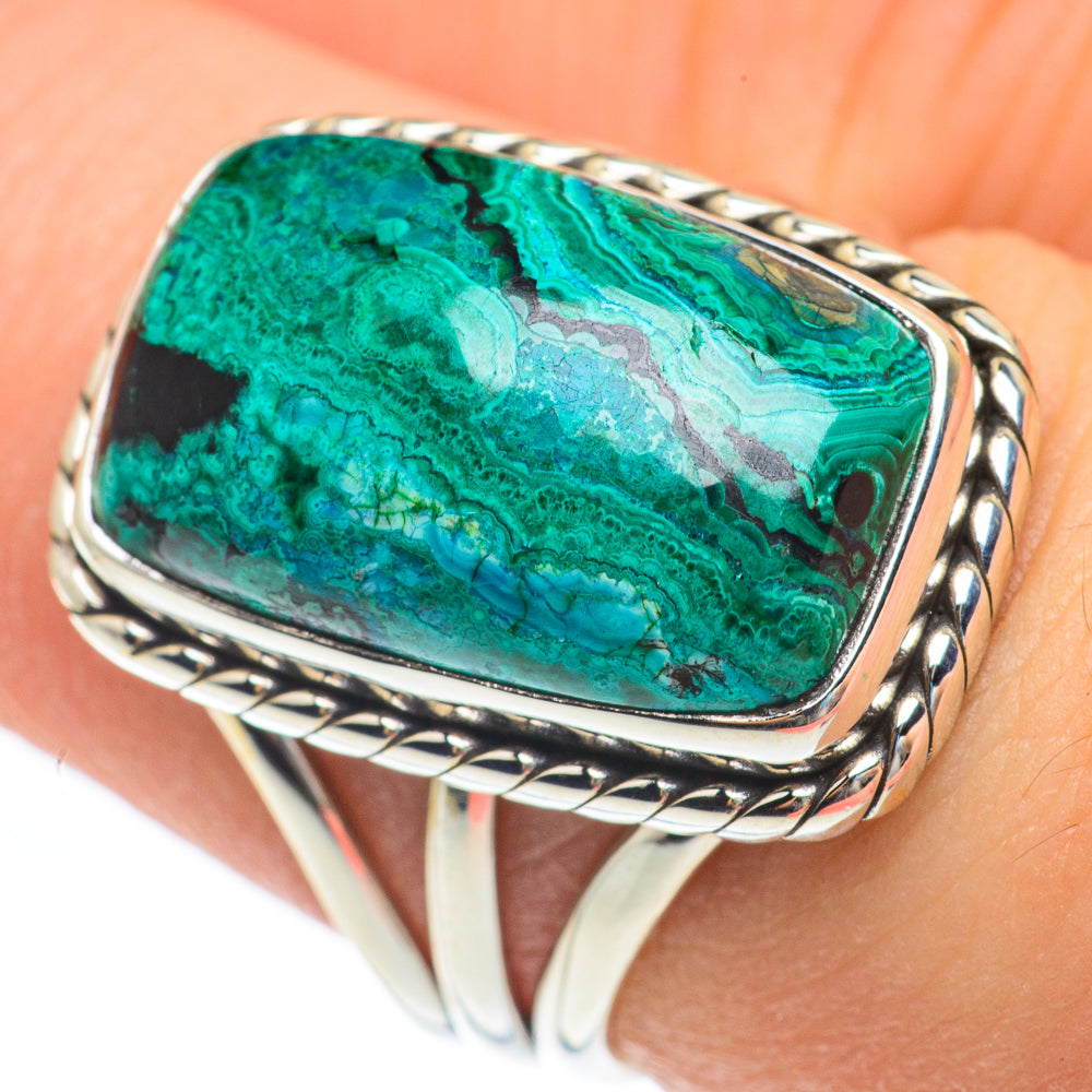Malachite In Chrysocolla Rings handcrafted by Anasilvercos - RING61833