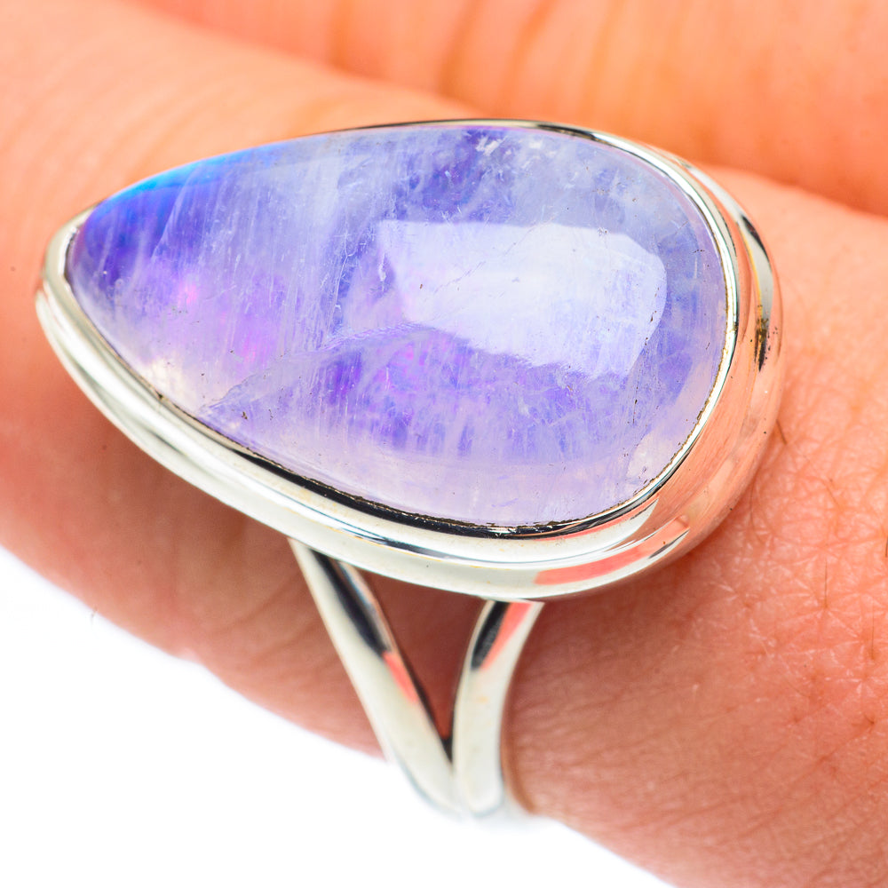 Rainbow Moonstone Rings handcrafted by Anasilvercos - RING61838
