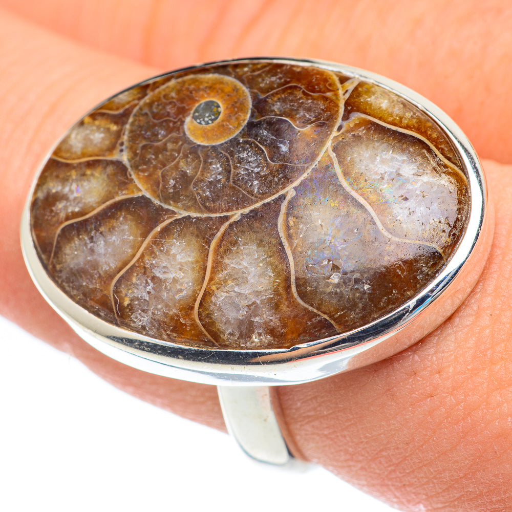 Ammonite Fossil Rings handcrafted by Anasilvercos - RING61852