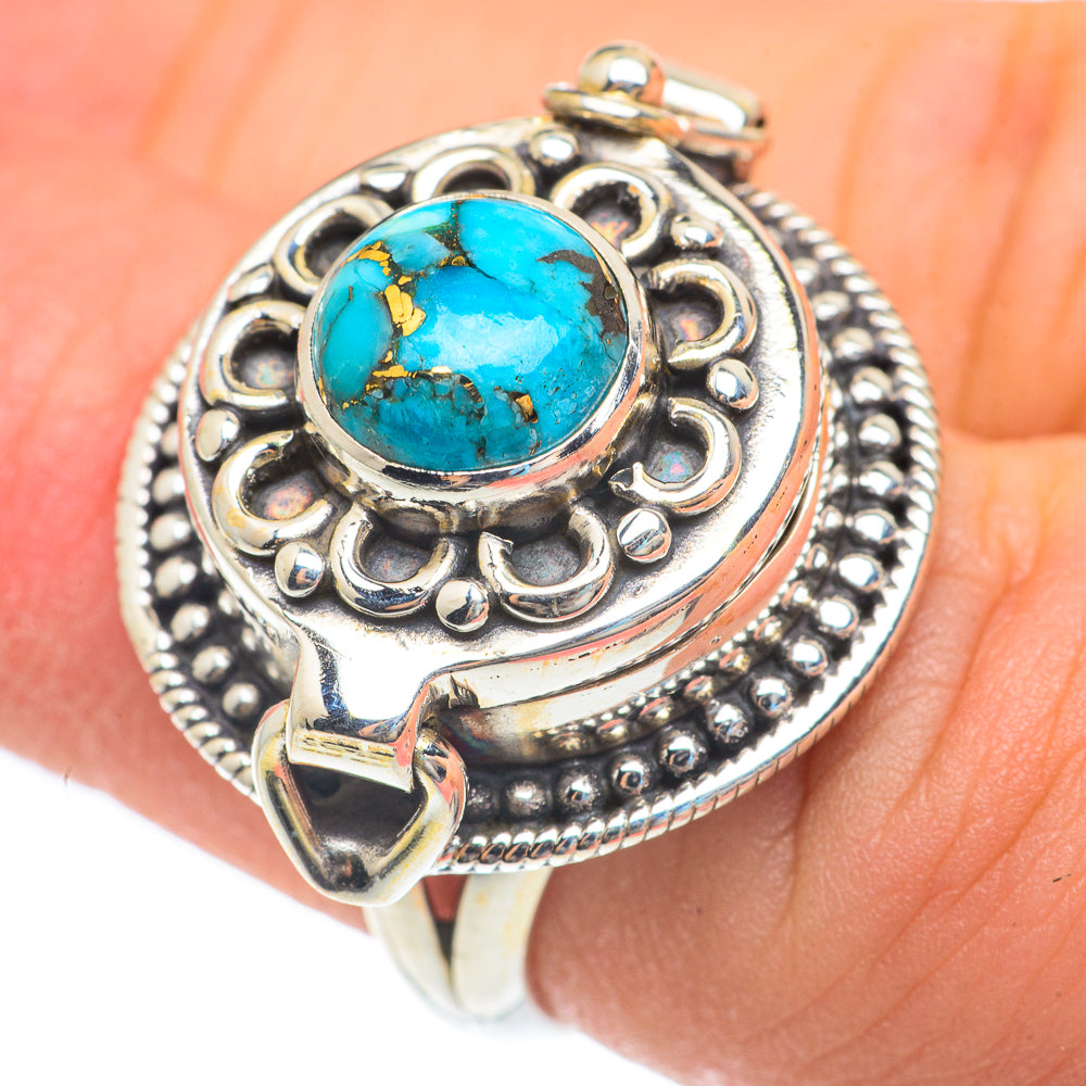 Blue Copper Composite Turquoise Rings handcrafted by Anasilvercos - RING61880