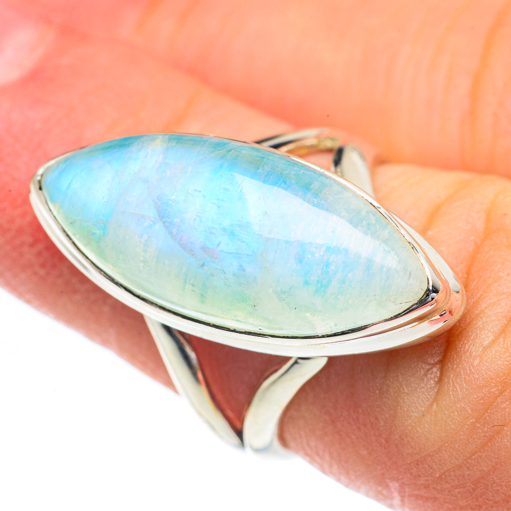 Rainbow Moonstone Rings handcrafted by Anasilvercos - RING61990