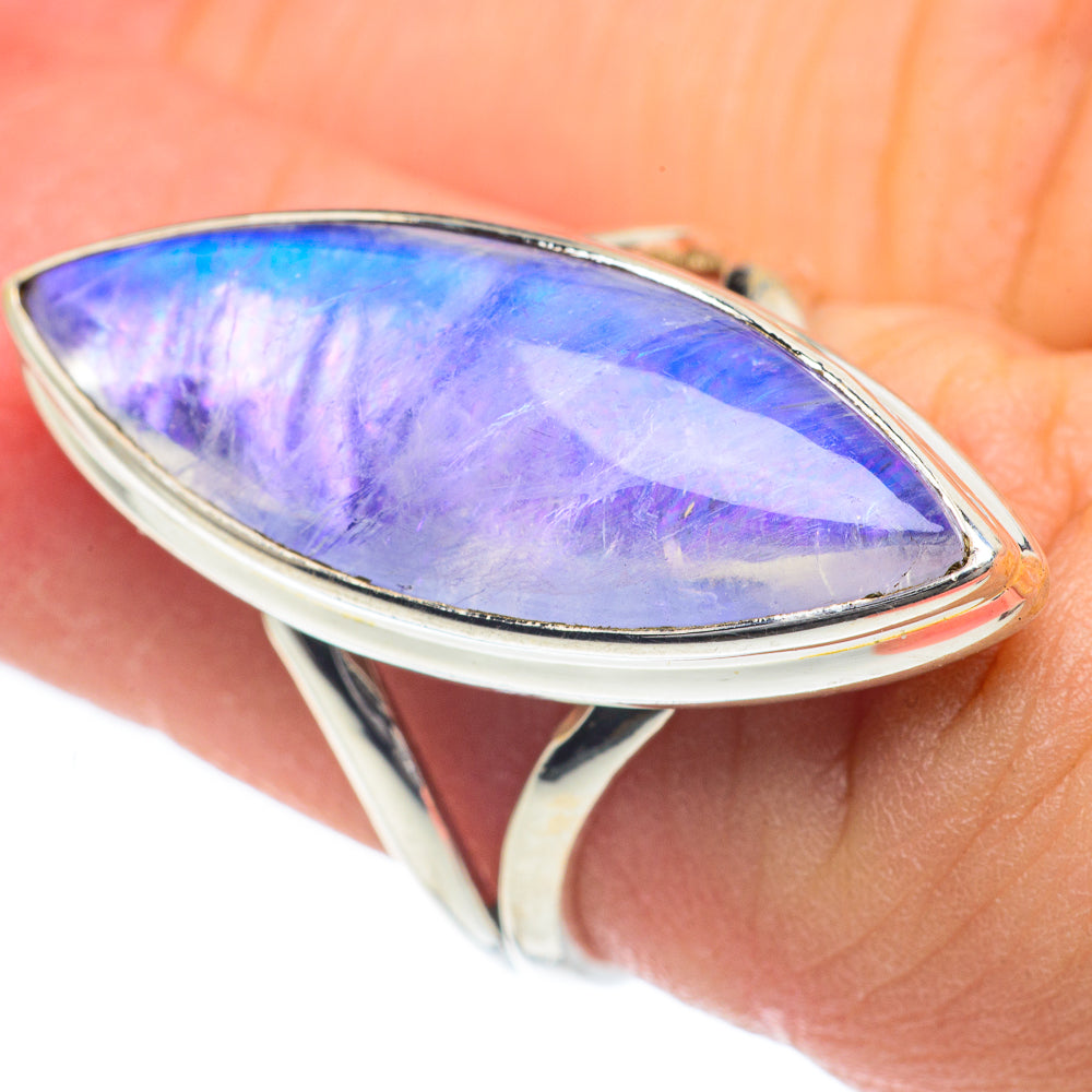Rainbow Moonstone Rings handcrafted by Anasilvercos - RING62006