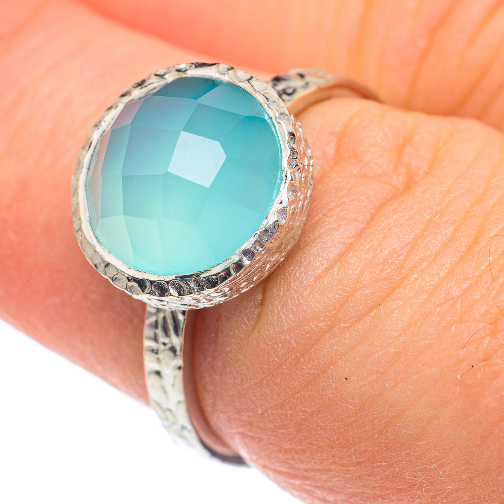 Aqua Chalcedony Rings handcrafted by Anasilvercos - RING62019