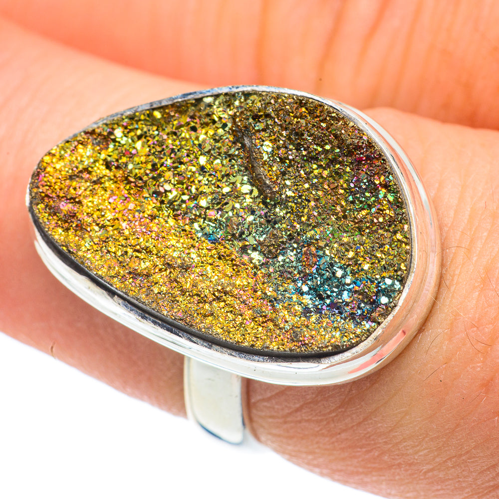 Spectro Pyrite Druzy Rings handcrafted by Anasilvercos - RING62043