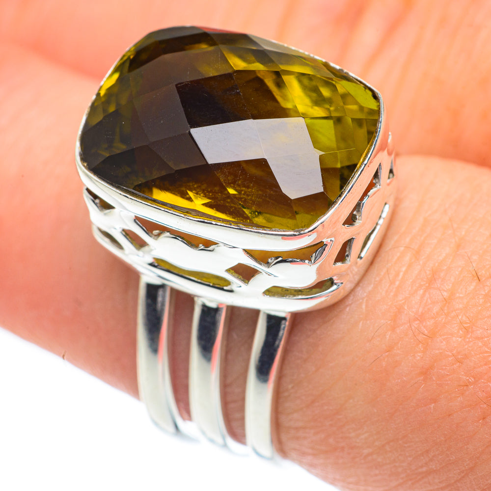 Olive Quartz Rings handcrafted by Anasilvercos - RING62056