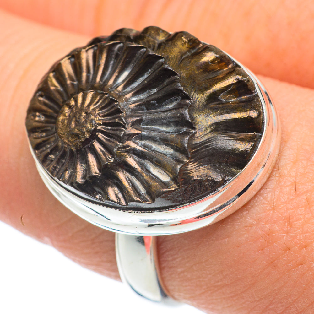 Pyrite Fossil Rings handcrafted by Anasilvercos - RING62078