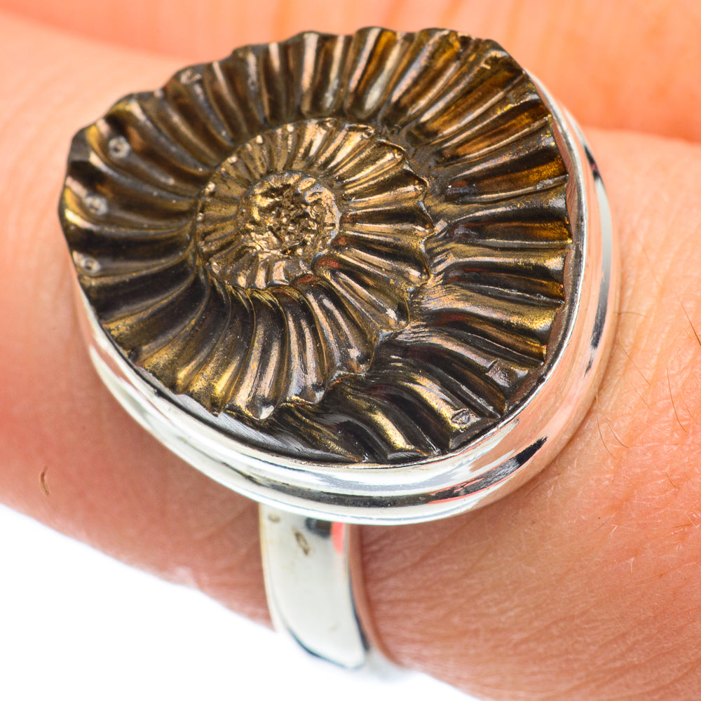 Pyrite Fossil Rings handcrafted by Anasilvercos - RING62079