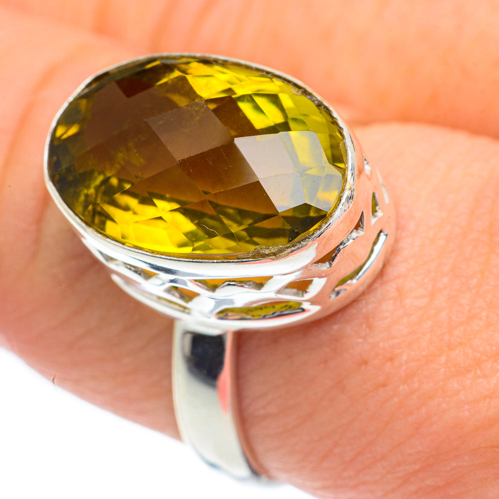 Olive Quartz Rings handcrafted by Anasilvercos - RING62116