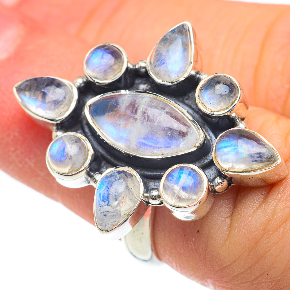 Rainbow Moonstone Rings handcrafted by Anasilvercos - RING62168