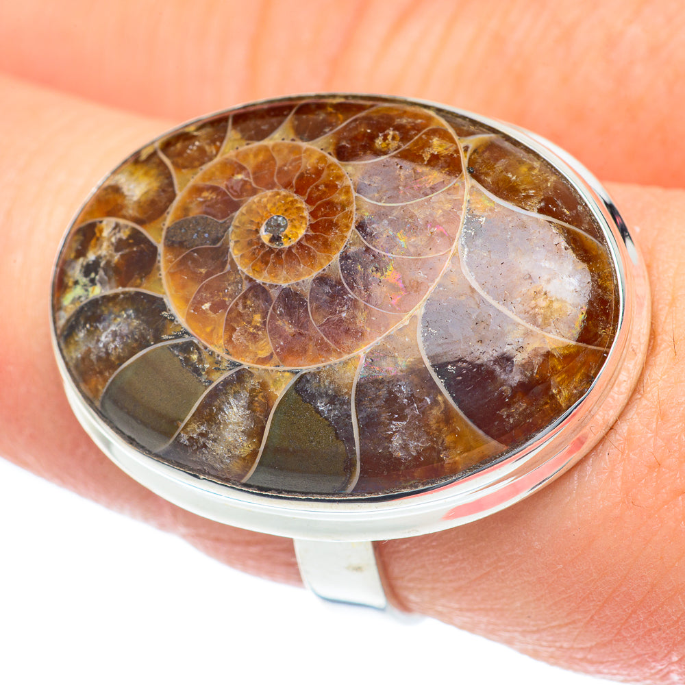 Ammonite Fossil Rings handcrafted by Anasilvercos - RING62271