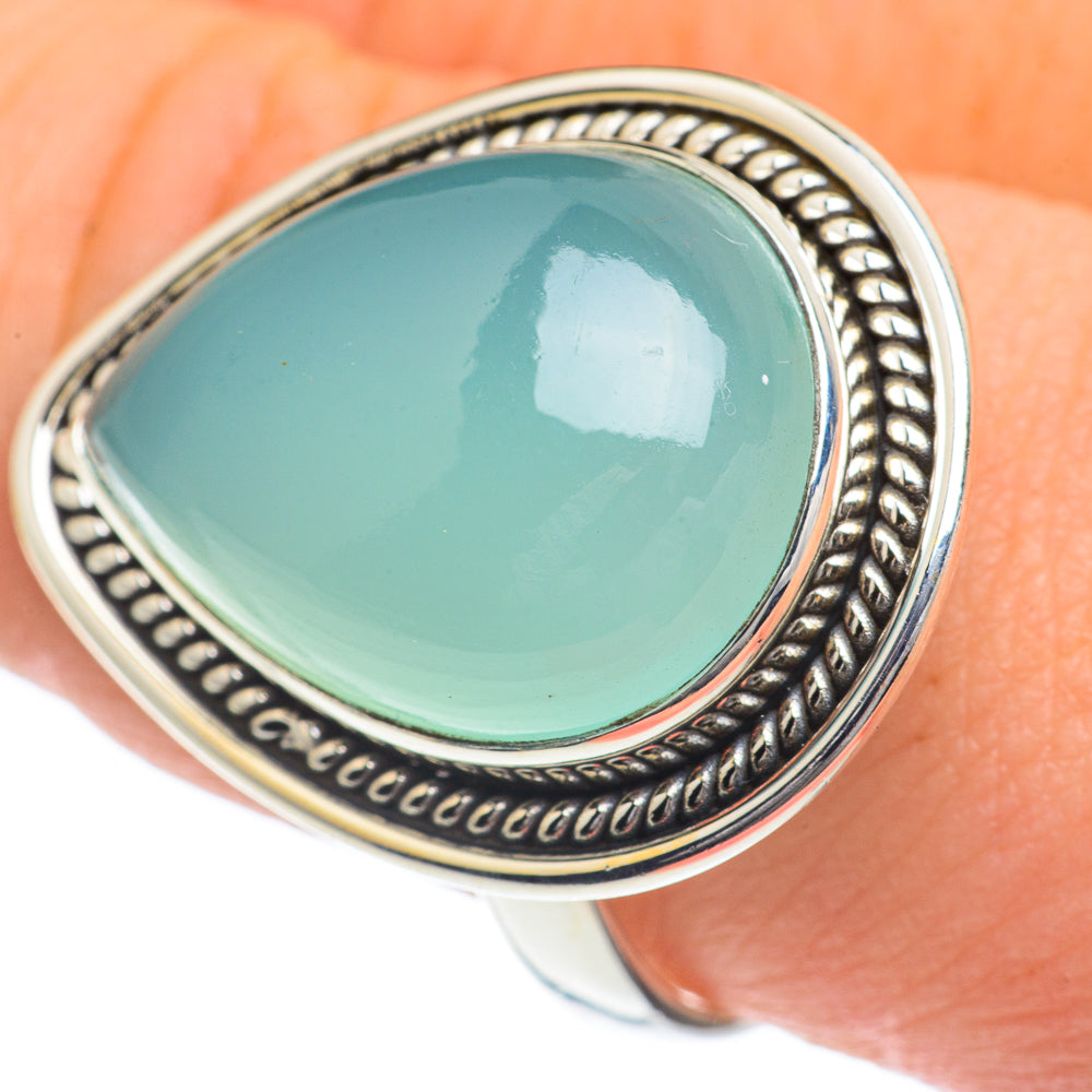 Aqua Chalcedony Rings handcrafted by Anasilvercos - RING62315