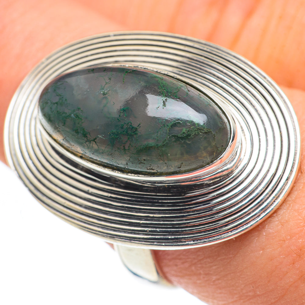 Green Moss Agate Rings handcrafted by Anasilvercos - RING62318