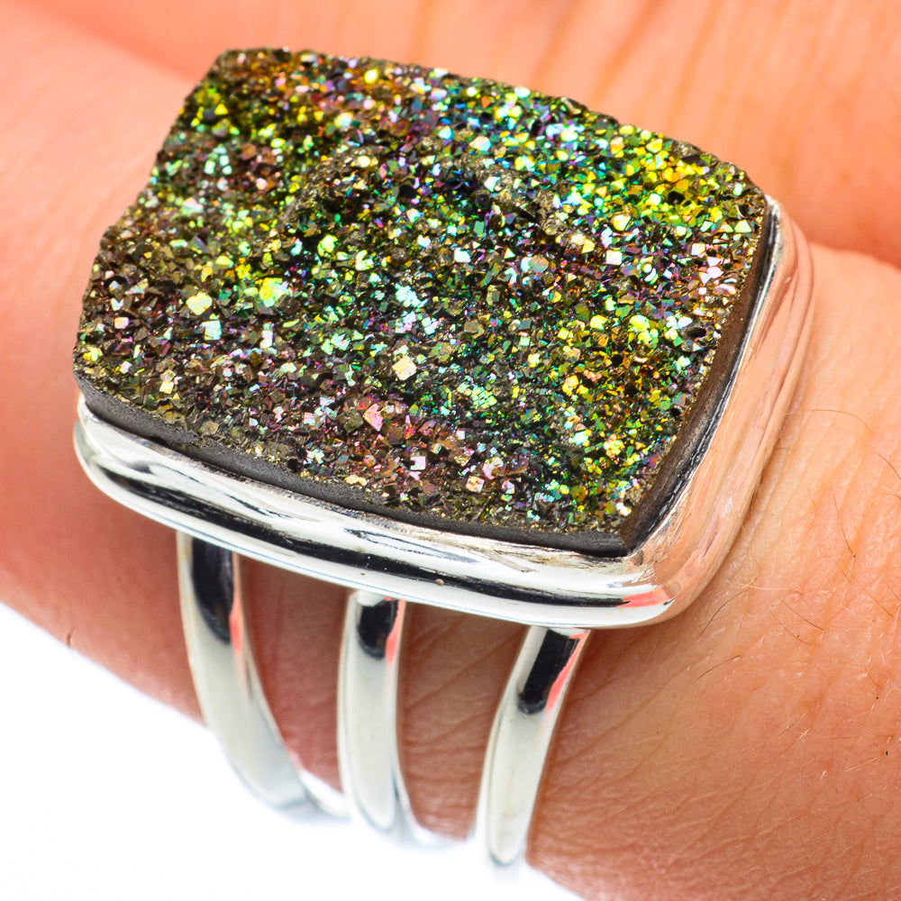 Spectro Pyrite Druzy Rings handcrafted by Anasilvercos - RING62374